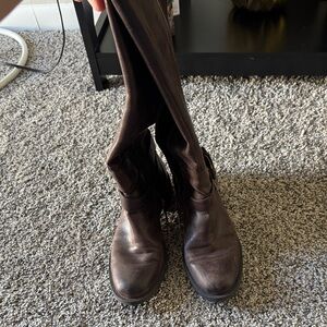 Enzo Angiolini Classic Tall Leather Boots in Dark Brown
